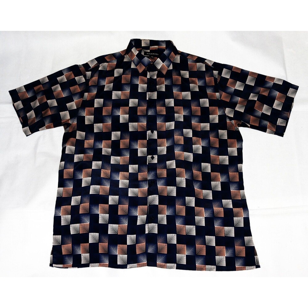 Bassiri Limited Collection Men's Short Sleeve Button Front Shirt Casual Size 2XL